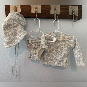 Rylee + Cru 3-6 month girls swim suit with matching hat NWOT